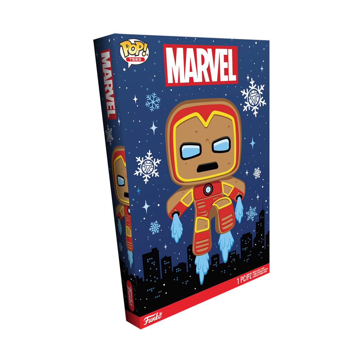 Funko Boxed Tee: Marvel Navidad - Galleta de Jengibre Iron Man Playera Extra Grande