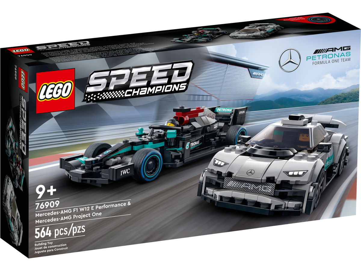 LEGO Speed Champions Mercedes AMG F1 W12 E Performance y Mercedes AMG Project One 76909