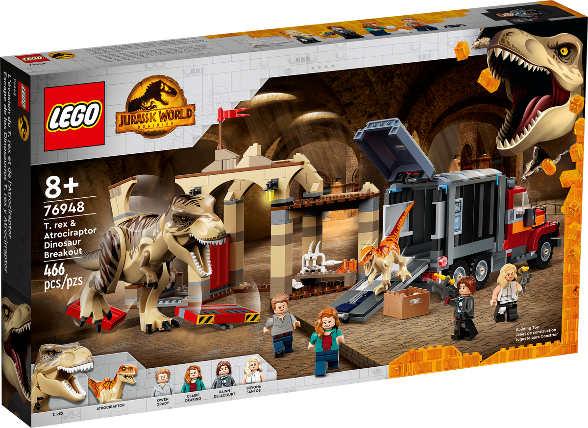 LEGO Jurassic World Fuga de los Dinosaurios T Rex y Atrocirraptor 76948