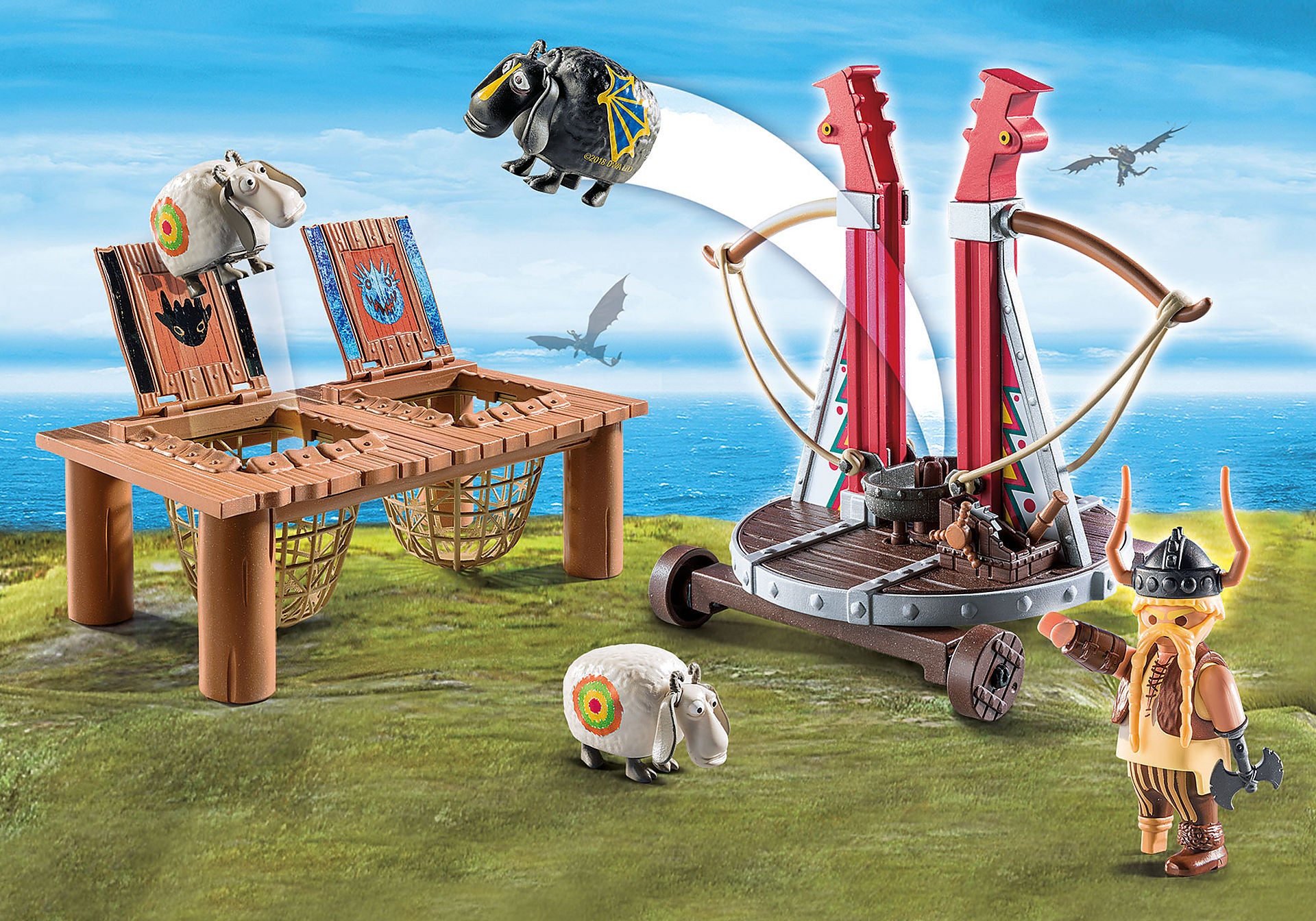 Playmobil Dragons de Dreamworks: Bocon con Lanzadera de Ovejas 9461