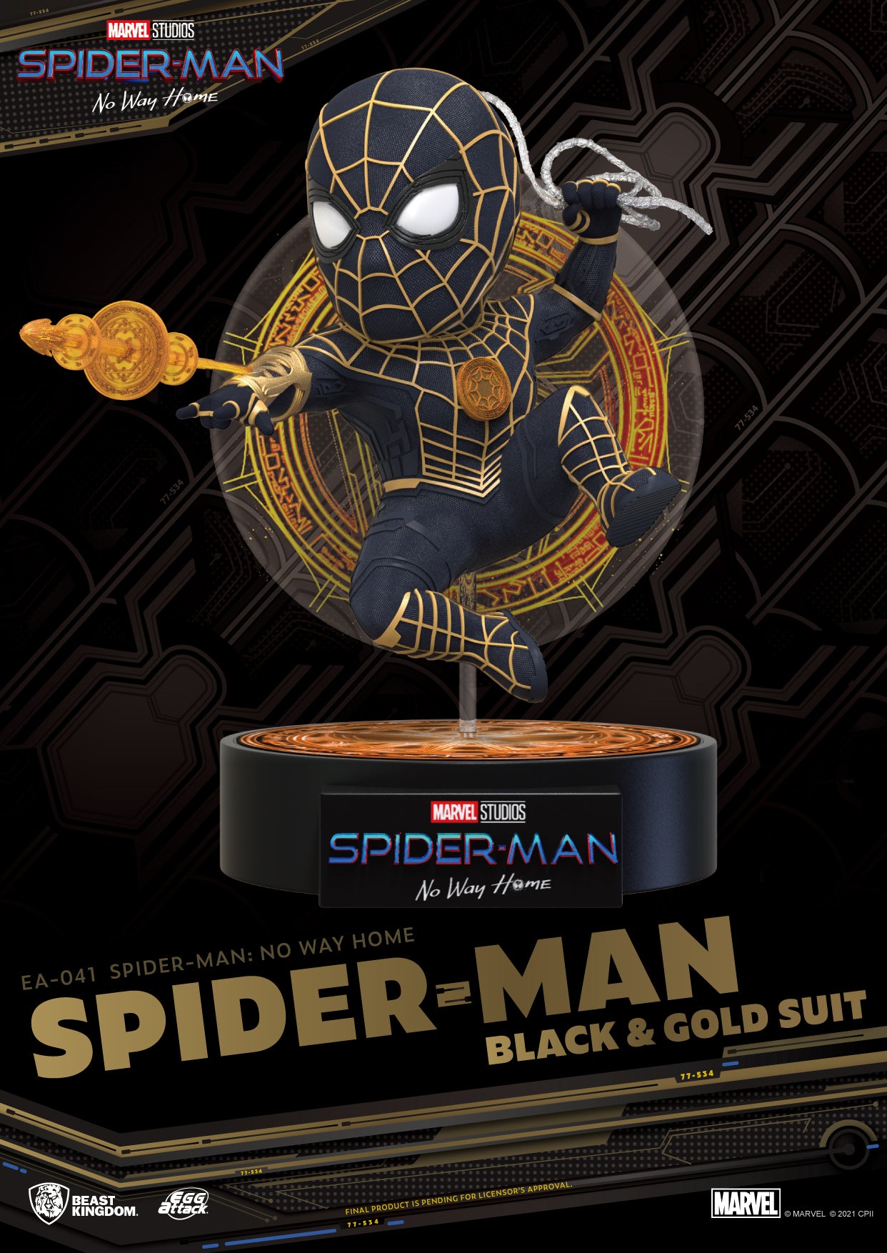 Beast Kingdom Egg Attack: Spider Man No Way Home - Spiderman Traje Negro y Dorado