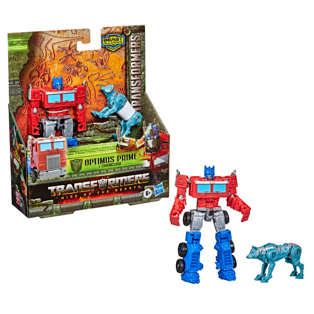 Transformers Rise Of The Beasts: Optimus Prime Con Chainclaw Weaponizer 2 Pack