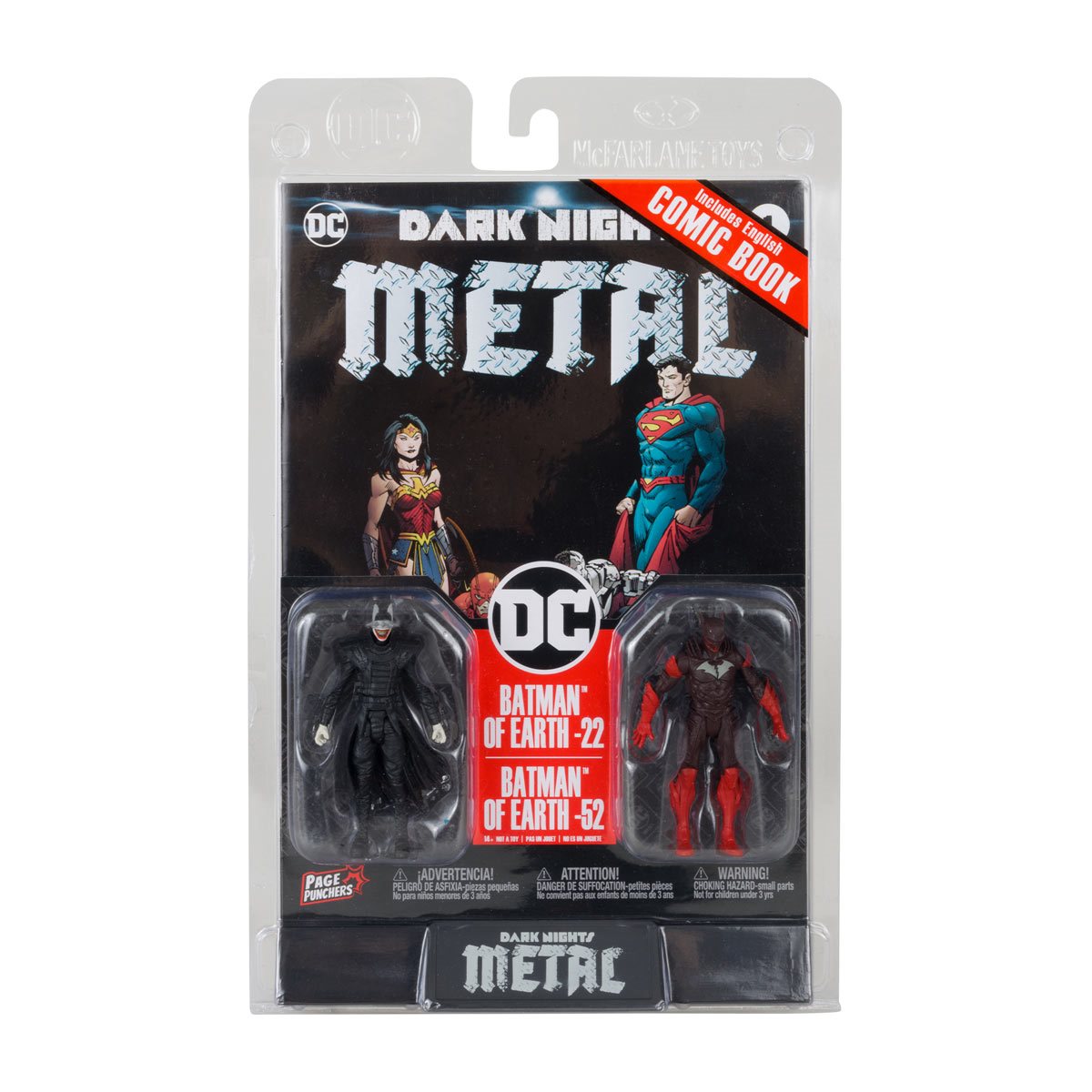 DC Direct Page Punchers: Batman Dark Nights Metal 1 - Batman que Rie y Red Death 2 Pack con Comic