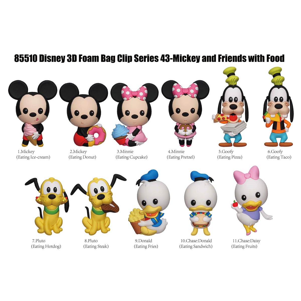 Monogram Llavero 3D para Mochila: Disney - Mickey and Friends with Food Figura Sorpresa