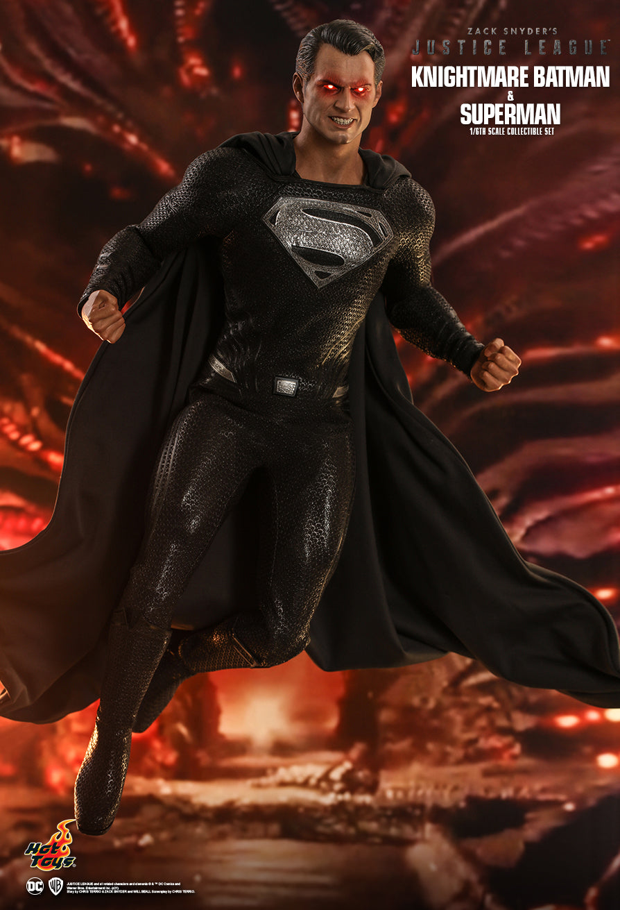 Hot Toys DC: Justice League - Knightmare Batman y Superman Traje Negro Escala 1/6
