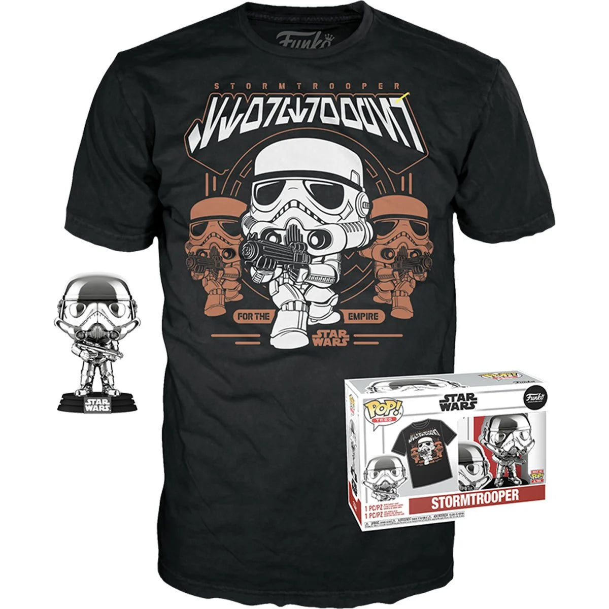 Funko Pop & Tee: Star Wars - Playera Mediana con Stormtrooper Metalico