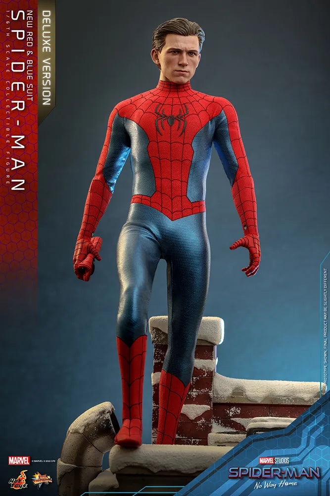 Hot Toys Movie Masterpiece Series: Marvel Spider Man No Way Home - Spider-Man Traje Rojo y Azul Deluxe Escala 1/6